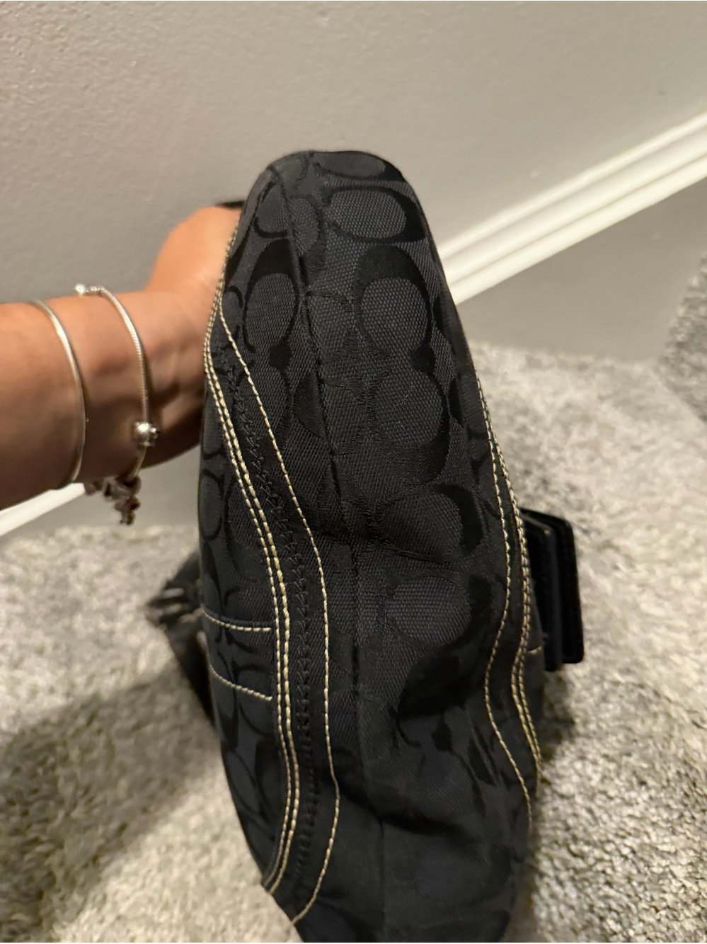 Y2KCoach Soho Signature Jacquard flap shoulder bag in black with silver hardware - Picture 7 of 7